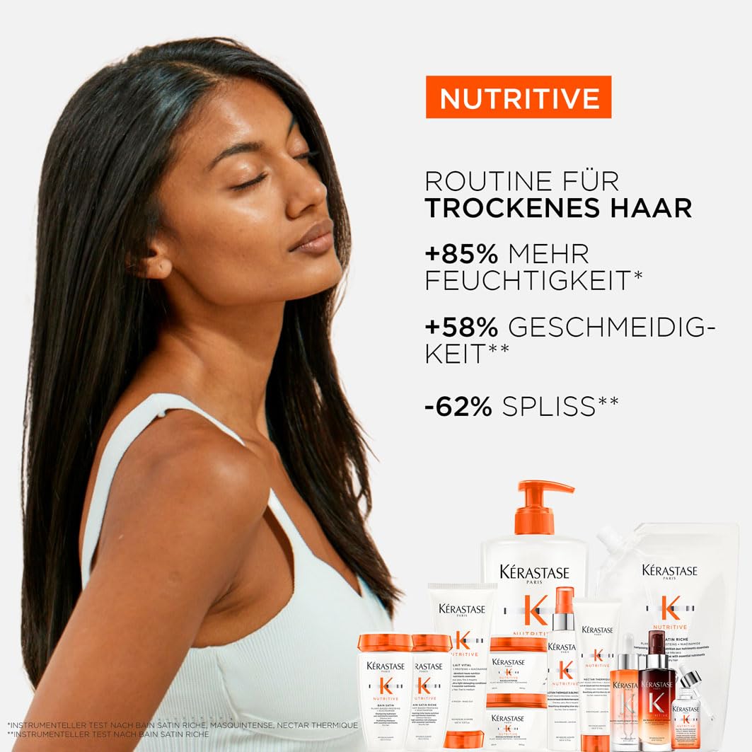 Kérastase Nutritive Bain Satin Riche Nachfüllset, Feuchtigkeitsspendendes Haarbad bei sehr trockenem Haar, Enthält: Nutritive Bain Satin Riche 500 ml im Pumpspender sowie 500-ml-Nachfüllpackung