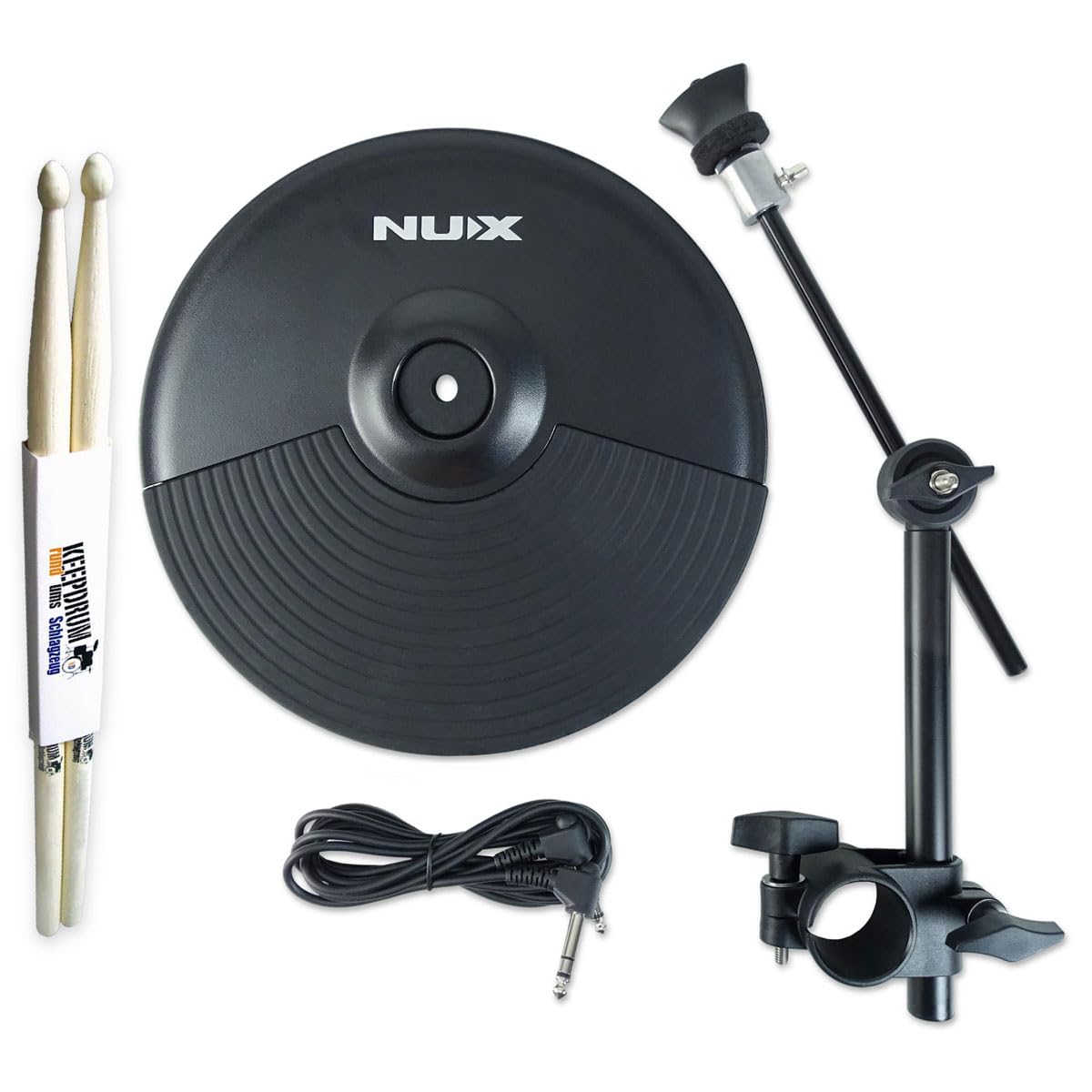 Nux DM210 - Set di piatti per batteria elettrica da 10", con supporto e bacchette keepdrum