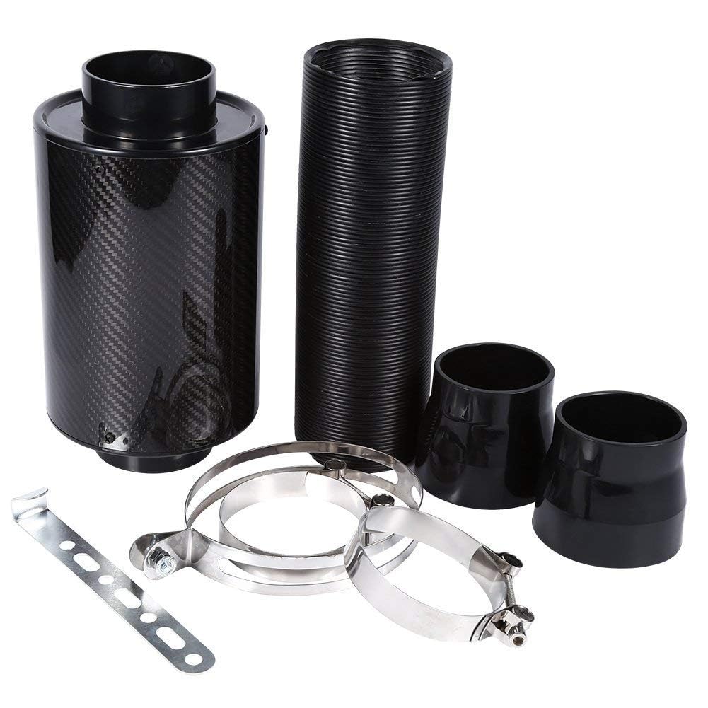 Kit di aspirazione aria fredda, filtro dell'aria sportiva per auto, set di filtro ad aria fredda in fibra di carbonio per auto, 7,6 cm, filtro ad aria in fibra di carbonio, kit di alimentazione con