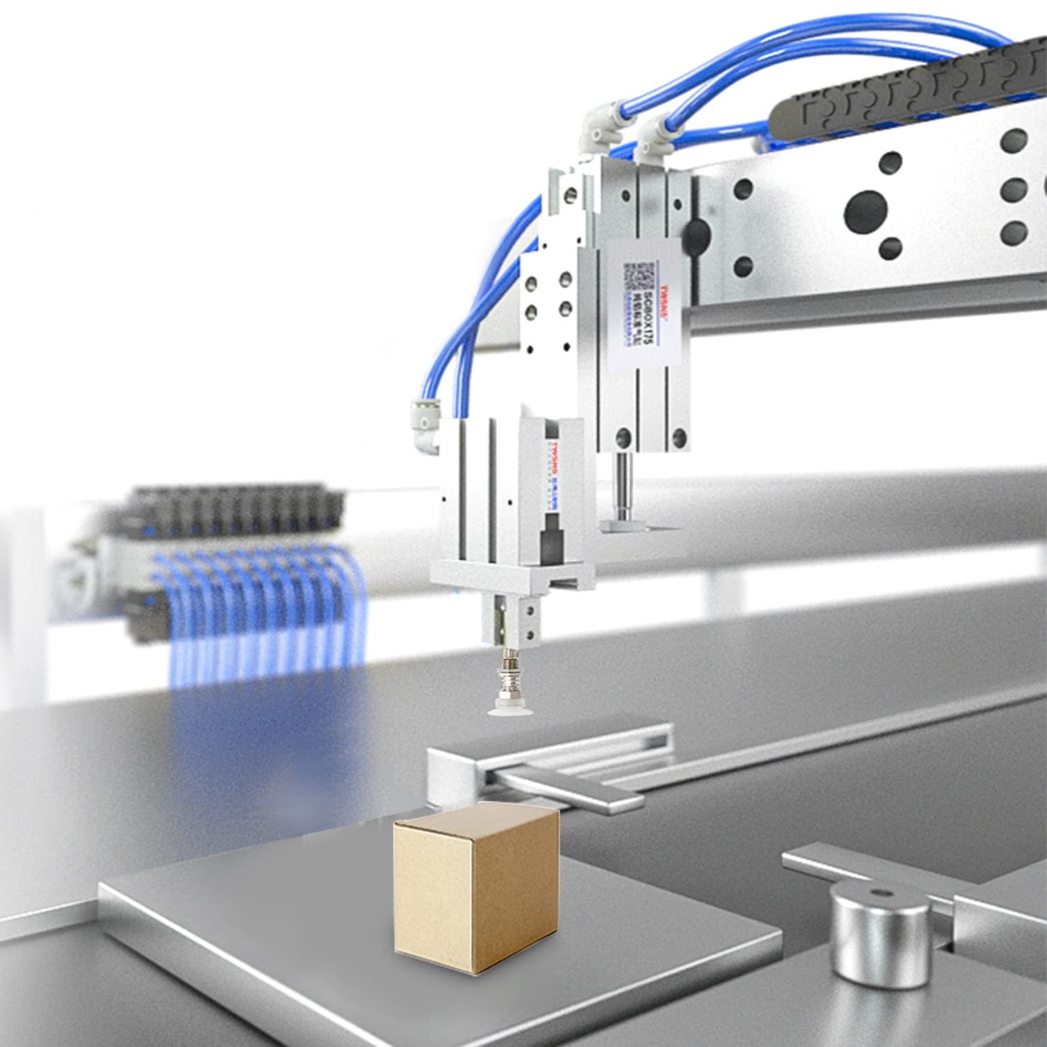 TS-M10-L80-11 Supporto a Ventosa e 3 Pezzi Ventosa Tre Diversi Modelli （HSP-25-2/ HSP-20-2/ HSP-15-2) Ventose in Plastica, Bianca Ventosa in Plastica Trasparente, per Bracci Robotici