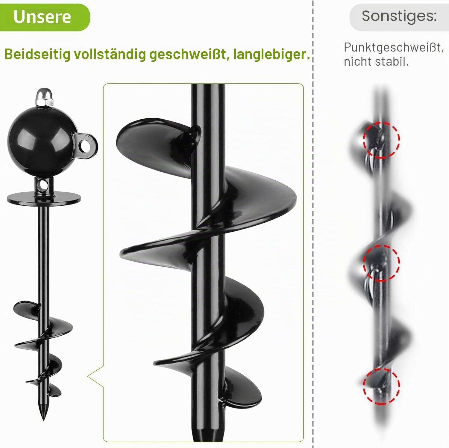 SELEWARE Dog Tie Out Stake Outdoor Anti-Rust Dog Anchor for Large Dogs up to 100 kg, Free Rotation Dog Stake Dog Camping Gear Twist Rod Included