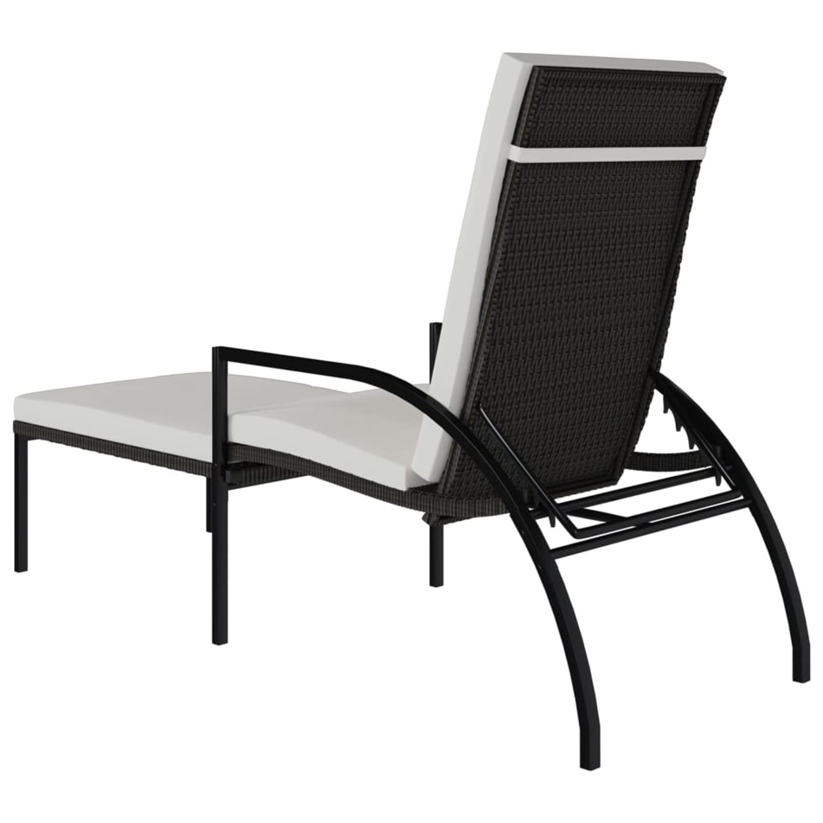 Lettini Prendisole 2 pz con Poggiapiedi in Rattan PE Marrone-Sdraio a Dondolo Legno Lettino Prendisole Sedie a Sdraio Sauna