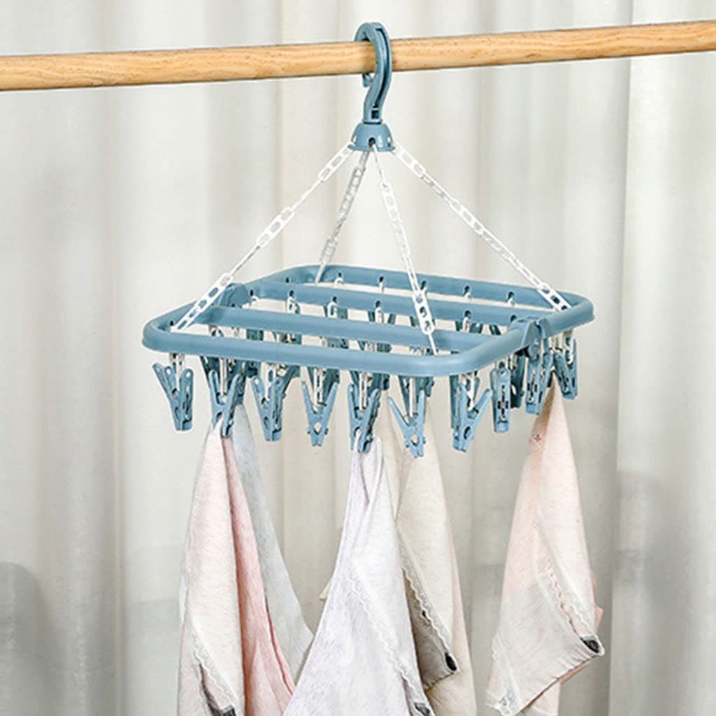 MOBYGKFY Square Sock Dryer for Underwear Lingerie Baby Clothes and Small Laundry Rotatable Drying Rack with 32 Peg(White-style)