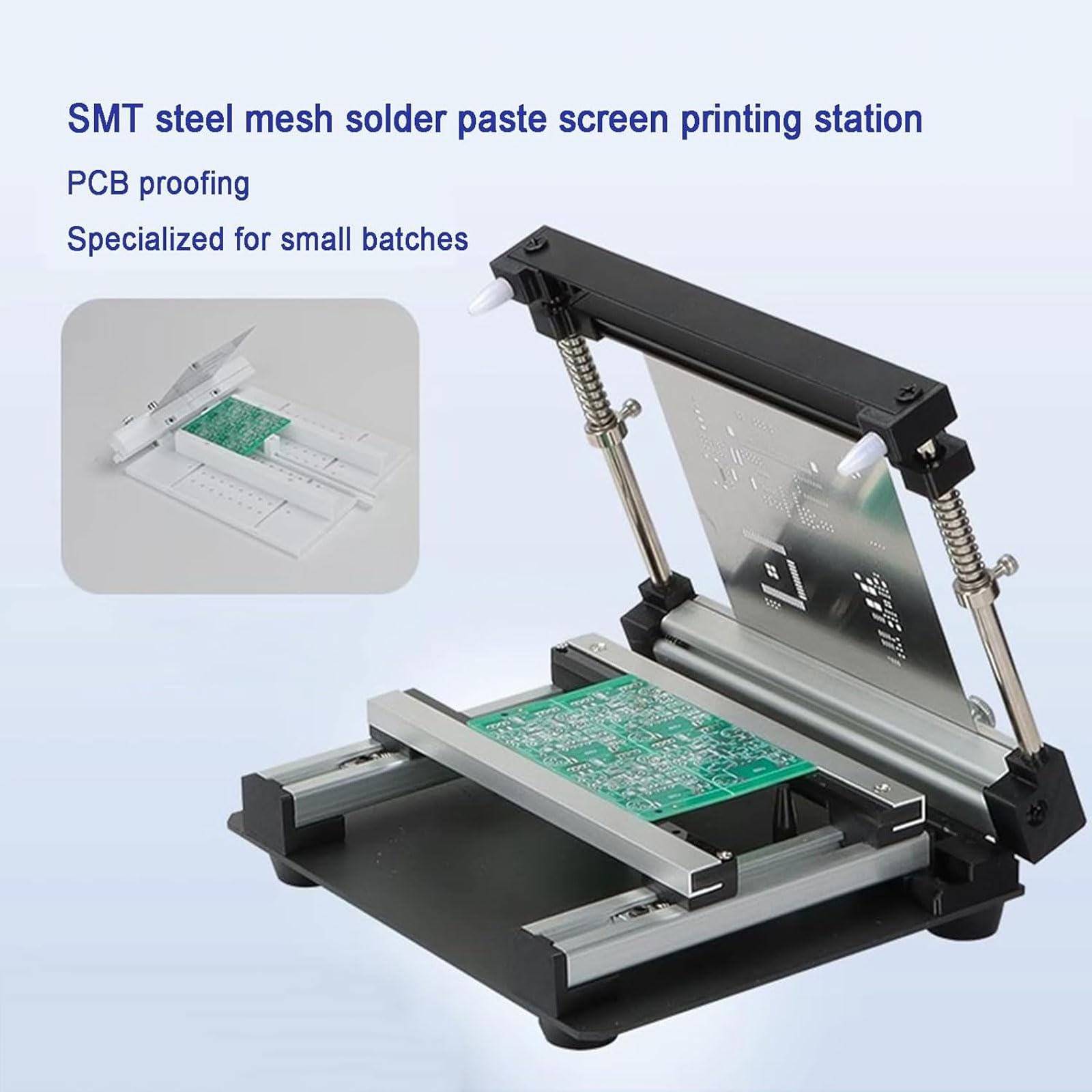 Einstellbare Dicke PCB Schablonendrucker, manuelle Siebdruckstation, SMT Stahlgeflecht Lötpaste, Drucktisch, Präzisionsdruck