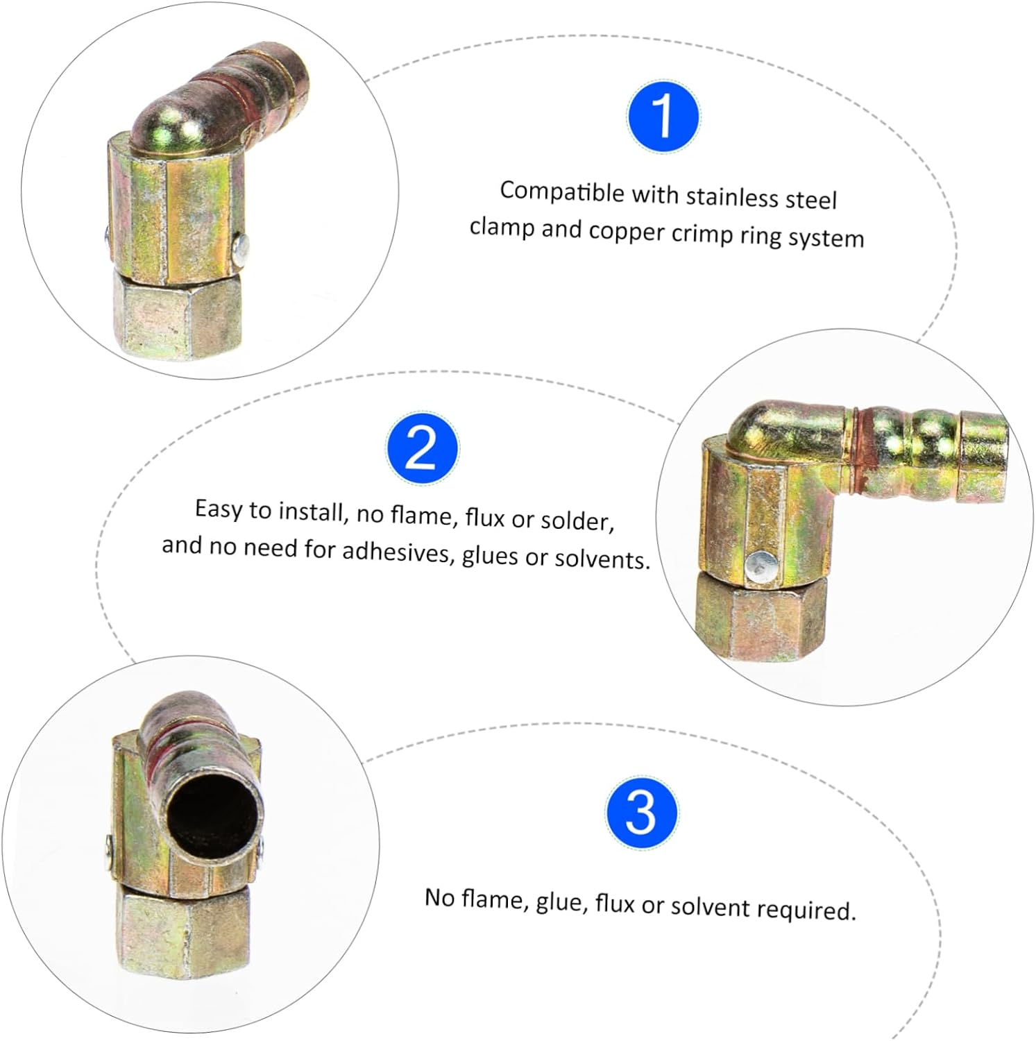 Angoily 6Pcs Sturdy Stove Connector Adapter Durable Pipeline Joint for Gas and Water Hoses for Home Hotel and Apartment Use Easy Installation and Maintenance