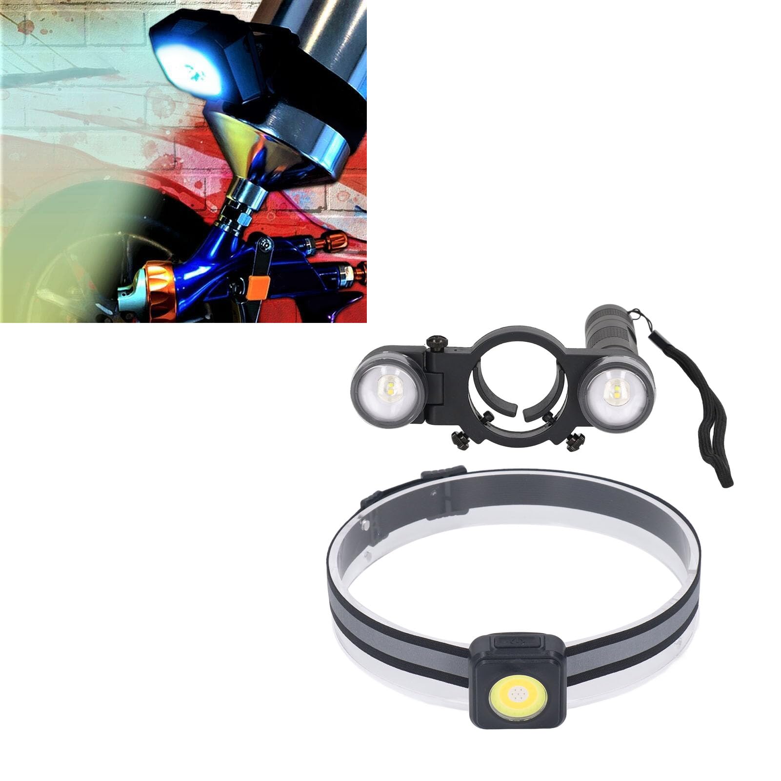 Eujgoov Luce per Pistola a Spruzzo per Verniciatura, Materiale ABS, Ugello a luminosità Regolabile e Luci a Tazza per Carrozzeria Automobilistica e Progetti Fai-da-Te