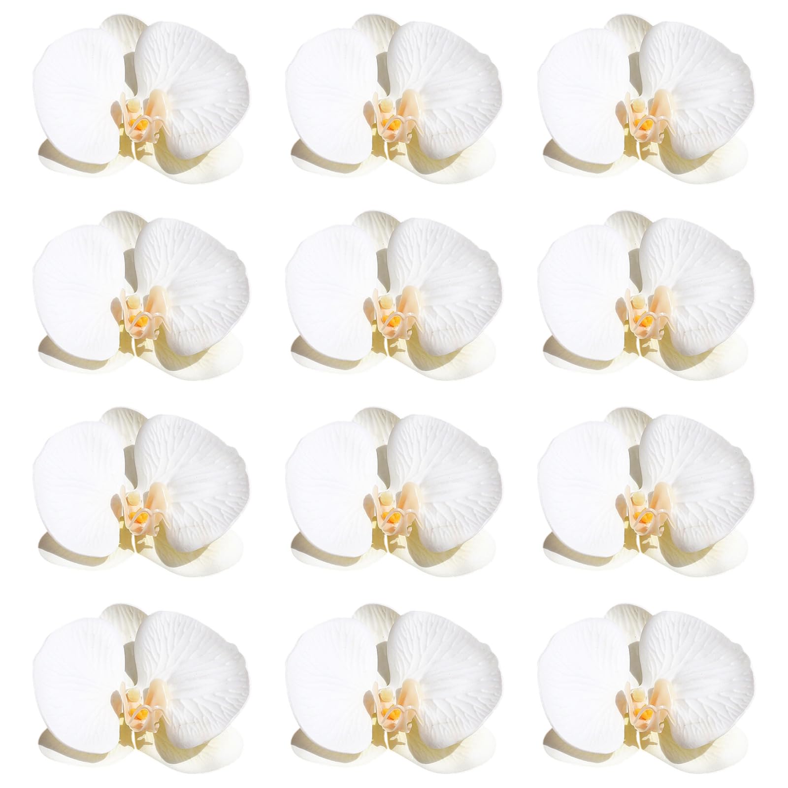 NMFLAB Beautiful White Orchids Flower Head Phalaenopsis Decoration for Wedding Centerpieces and Event Styling Party Blossomy Arrangements Silk Flower