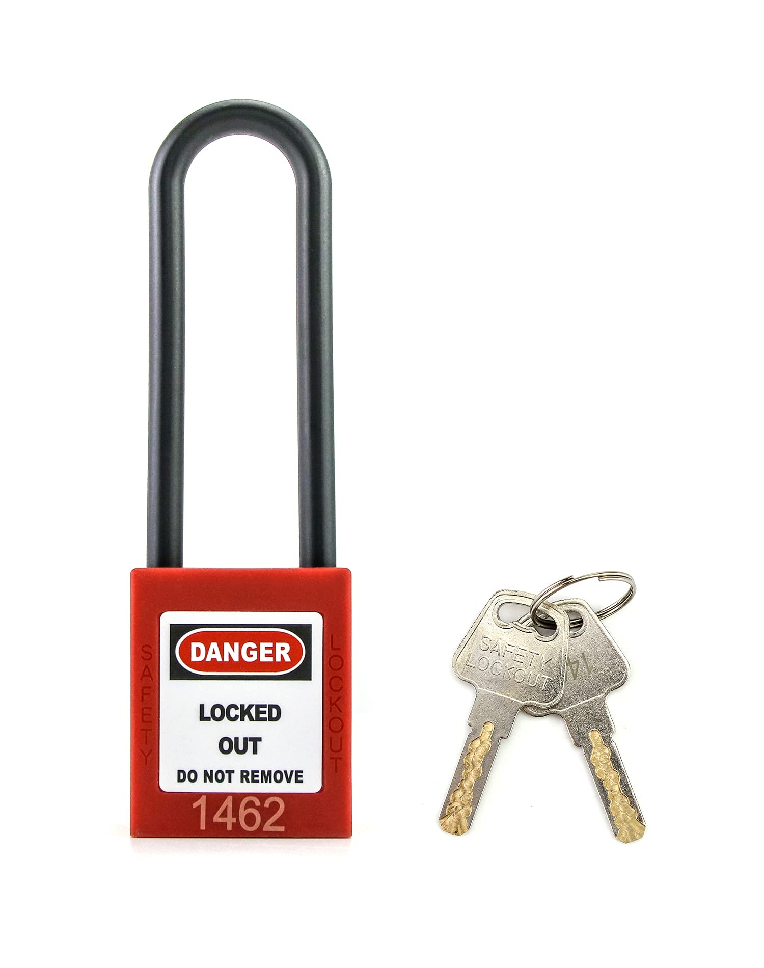 QWORK® Lockout Tagout Locks, Safety Padlock, 2 Padlocks with 4 Keys, 3" Extended Nylon Non-Conductive Lock Handle, Red - Image 4