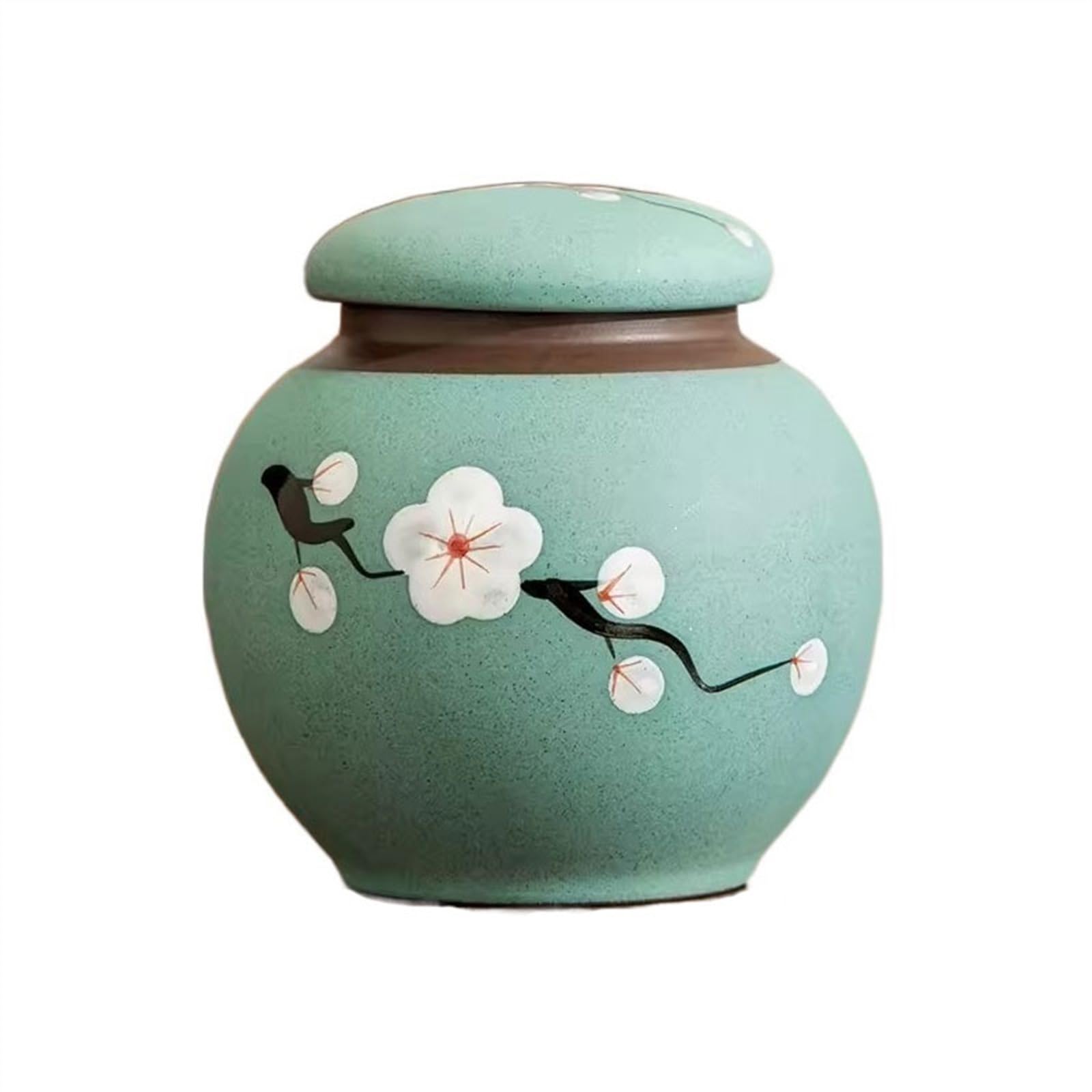 zhangrui1888 Tea Canister Round Sealed Canister Medium Tea Empty Box Ceramic Multifunctional Storage Jar Vintage Warehouse Tea Storage(Green)
