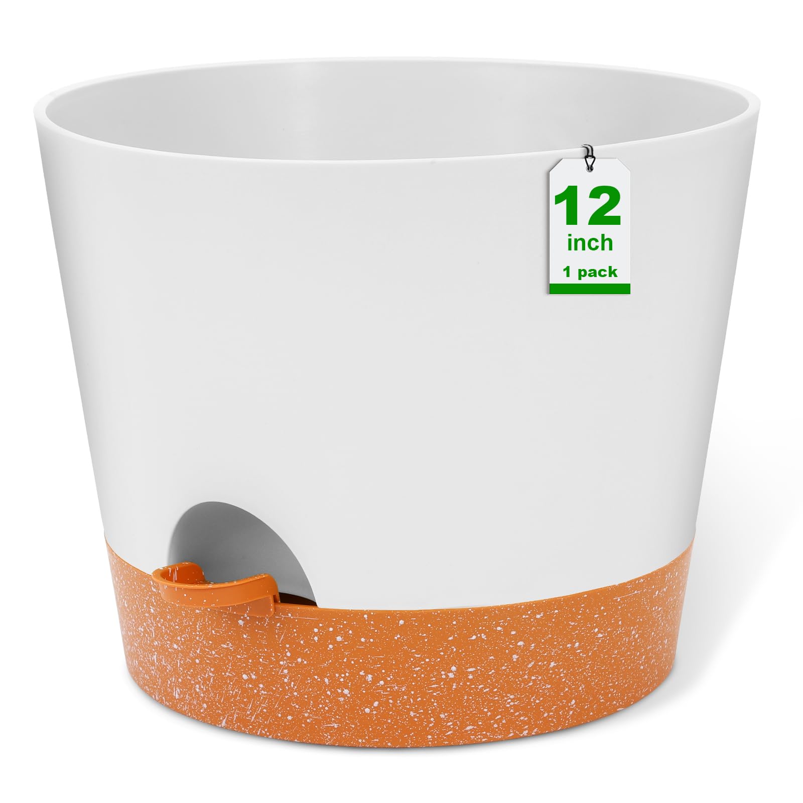 GARDIFE Macetas de 12 Pulgadas, macetas de autorriego, macetas Grandes de plástico con depósito Profundo y Agujeros de Alto Drenaje para Plantas y Flores de Interior y Exterior, Color Blanco
