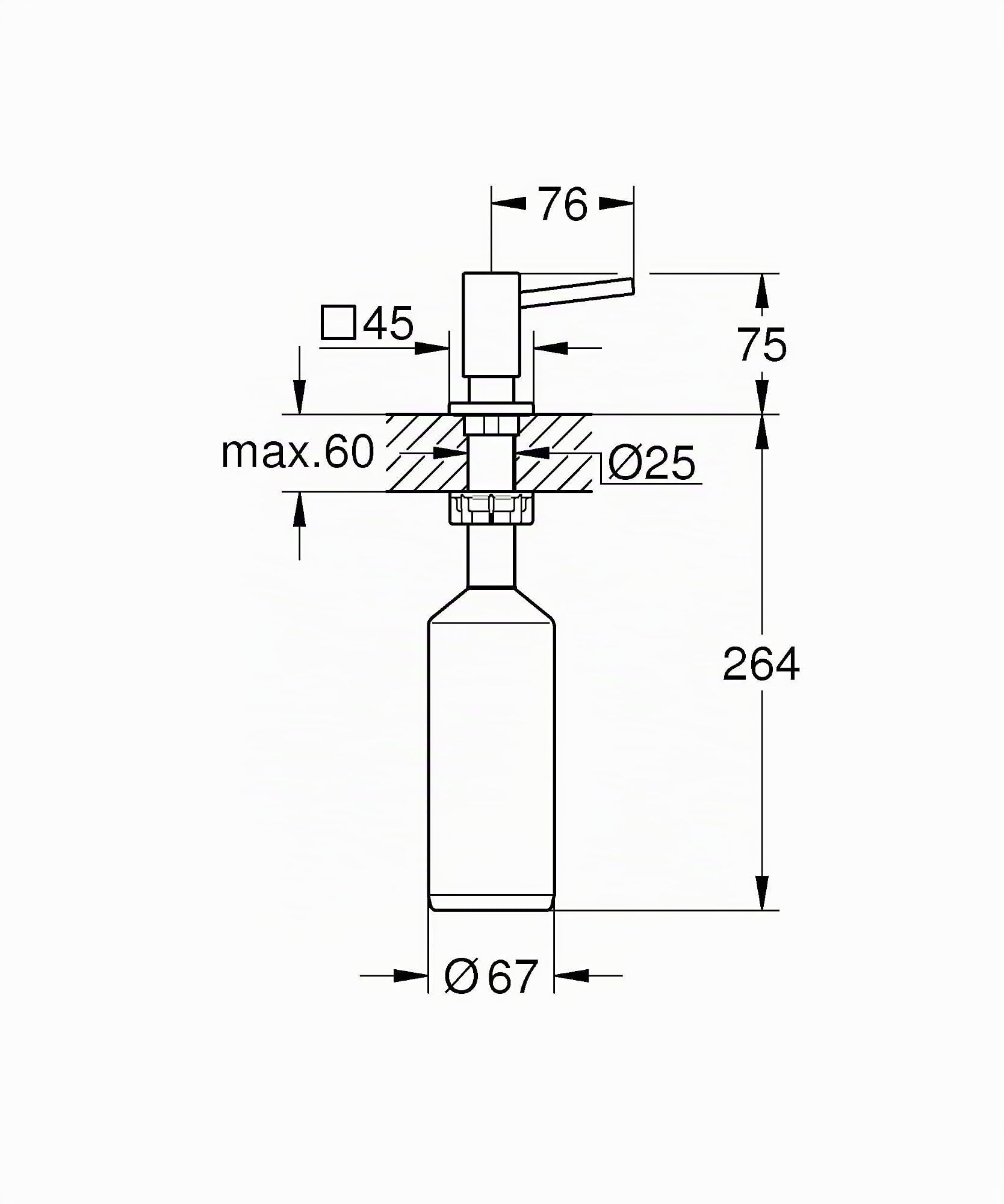 GROHE Spülmittelspender (für Flüssigseife, Vorratsbehälter 500ml, langlebig), chrom, 40649000
