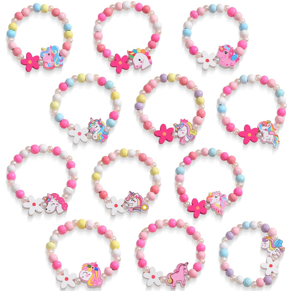 Lot De 12 Bracelets D'amitié Pour Fille - Motifs Fleurs, Réglables - Cadeau Anniversaire, Fête Enfant