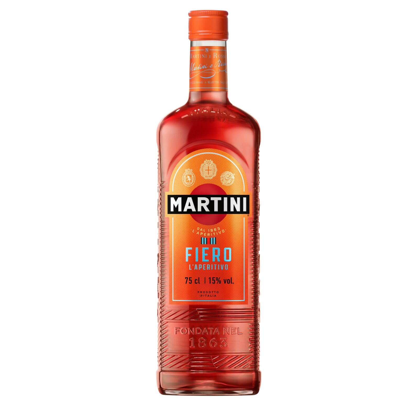 MARTINI Fiero Vermouth Aperitivo, 15% ABV, 75cl / 750ml, Aperitivo Dulce con Infusión de Cáscaras de Naranja Cortadas a Mano