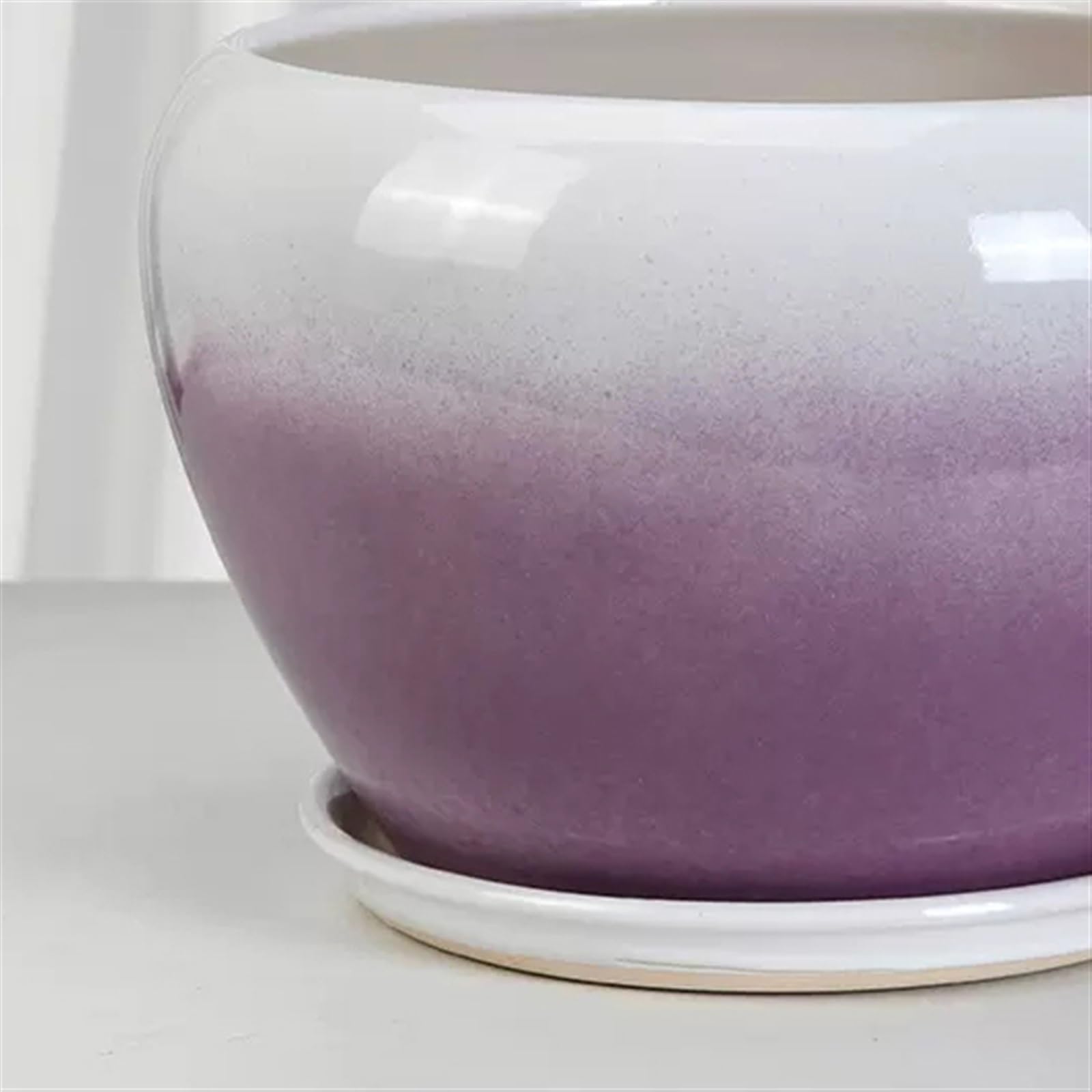Duże ceramiczne doniczki na kwiaty z tacą urocze okrągłe doniczki do sukulentów i ogrodnictwa wewnątrz na zewnątrz (zielone bardzo duże) idealne do dekoracji domu i patio