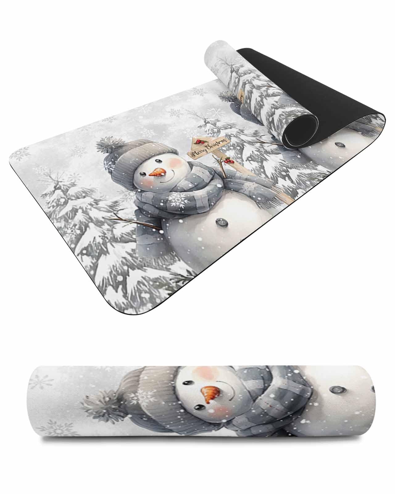 Debedcor Heat Proof Table Pads Waterproof Decorative, Christmas Grey Snowman Non-Slip Table Countertop Protector, Winter Xmas Tree Snowflake Insulation Mat for Kitchen Room, 40 x 12 Inches