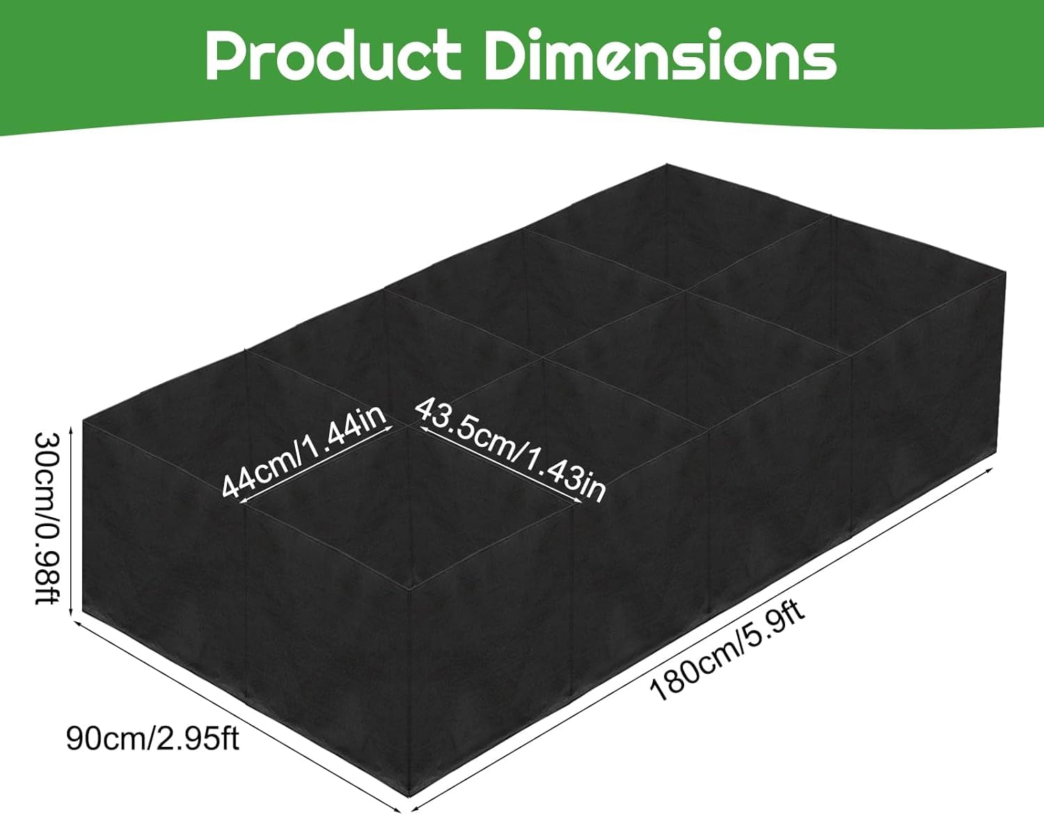 Carré Potager Sac De Culture 128 Gallons - 6x3ft - Tissu Non Tissé Respirant - 8 Divisions - Pour Légumes, Fruits, Fleurs Sac De Culture Pour Jardin