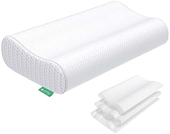 UTTU Cervical Pillow for Neck Strain Relief, Memory Foam Neck Pillow for Sleeping, Adjustable Orthopedic Sandwich Pillow, Contour Cooling for Side Back Stomach Sleeper, Medium(23.6