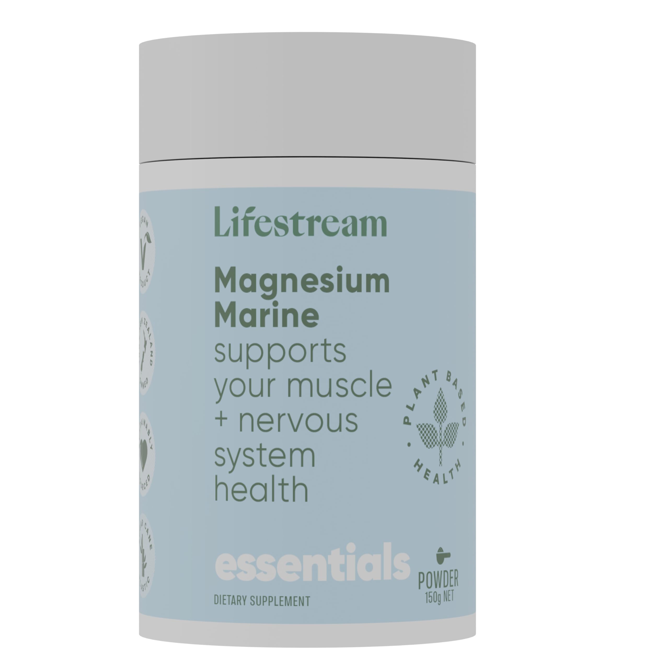 LIFE STREAM Natural Magnesium Powder 150g from Supports Muscle and Nerve Function, Easily Absorbed, Sleep Aid, 350mg Per Serving, Vegan, Pure Sustainable Marine Source, Magnesium Hydroxide