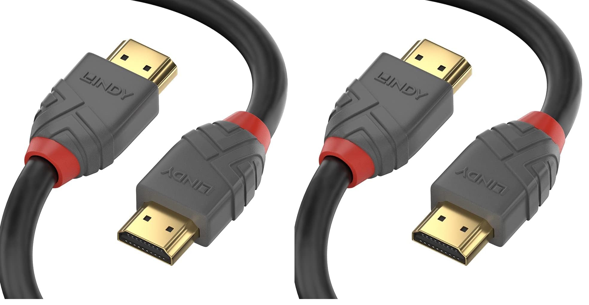 LINDY 5m High Speed HDMI Kabel, Anthra Line Schwarz (Packung mit 2)