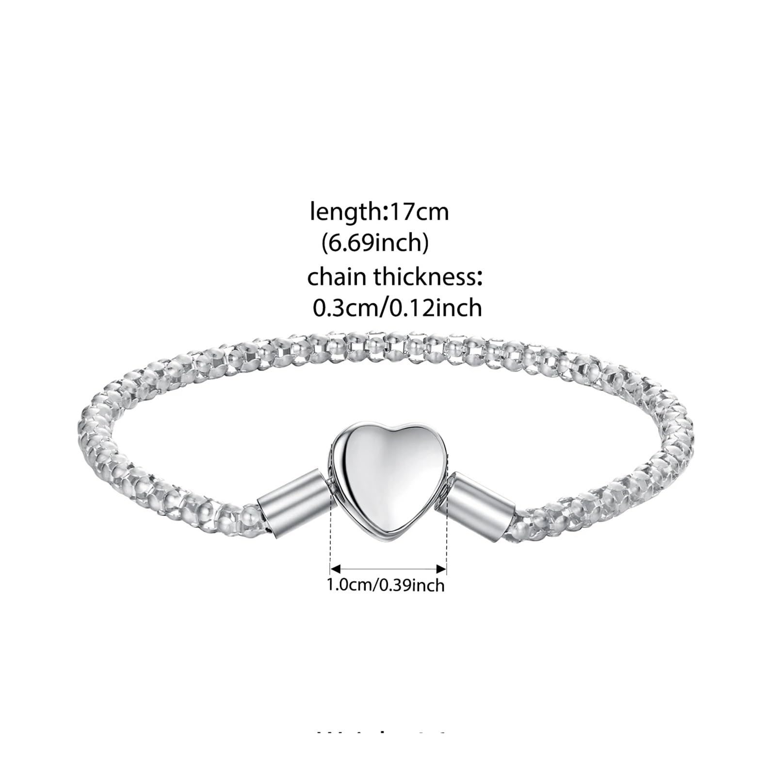 Bracelet Femme Argent Bracelet basique en argent sterling avec cœur for femme, breloques, perles, bijoux fins à faire soi-même
