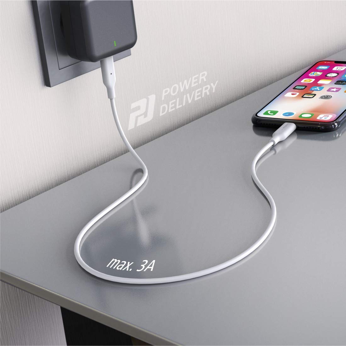 Hama Kabel USB C na Lightning, 1 m (kabel do ładowania, kabel do transmisji danych Apple MFI do iPhone 8/X/XS/XR, iPad Pro/Air/Mini obsługuje Power Delivery do ładowarek USB-C) biały