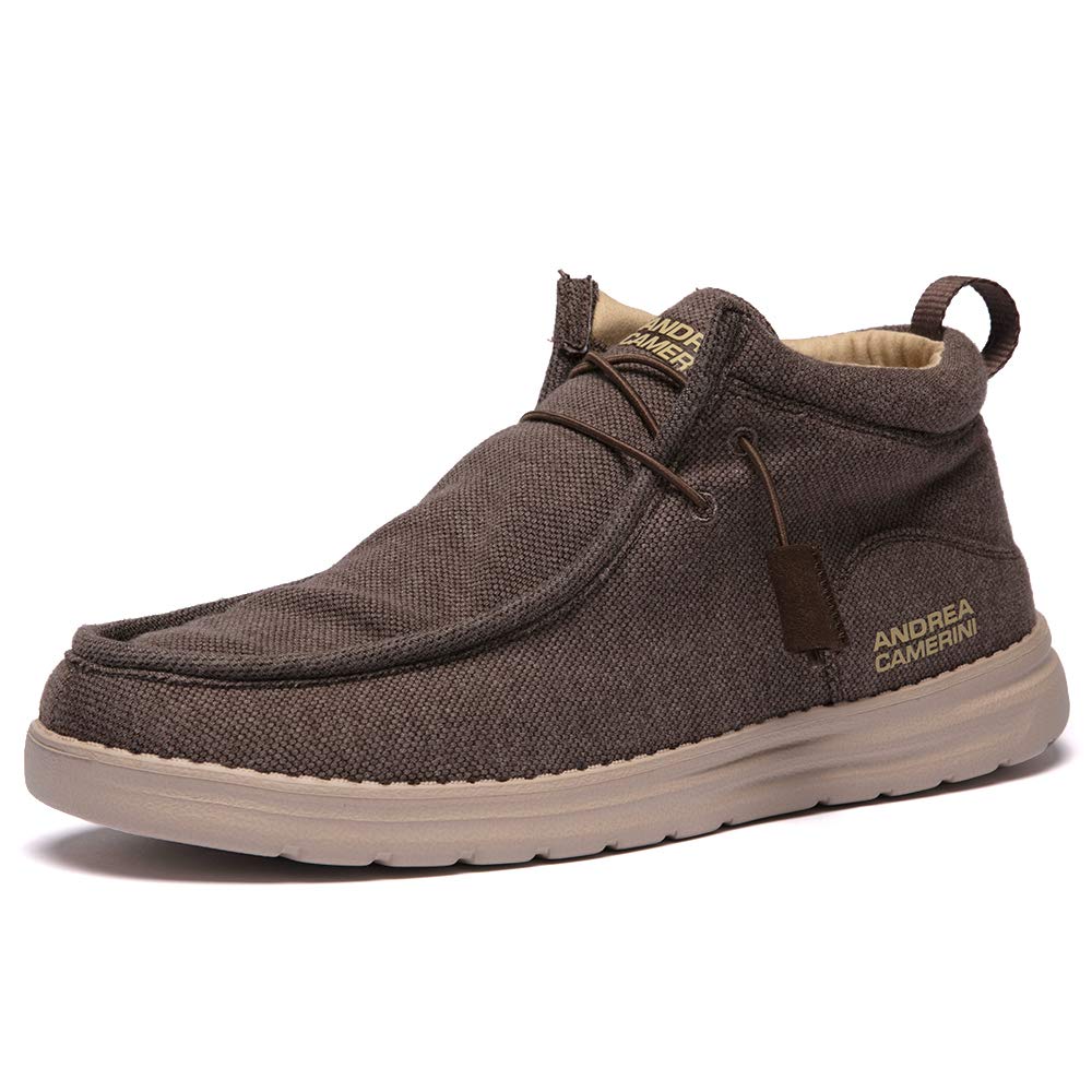 ANDREA CAMERINI Men's High Top Slip on Loafers Casual Walking Shoes Comfort Driving Sneakers Brown