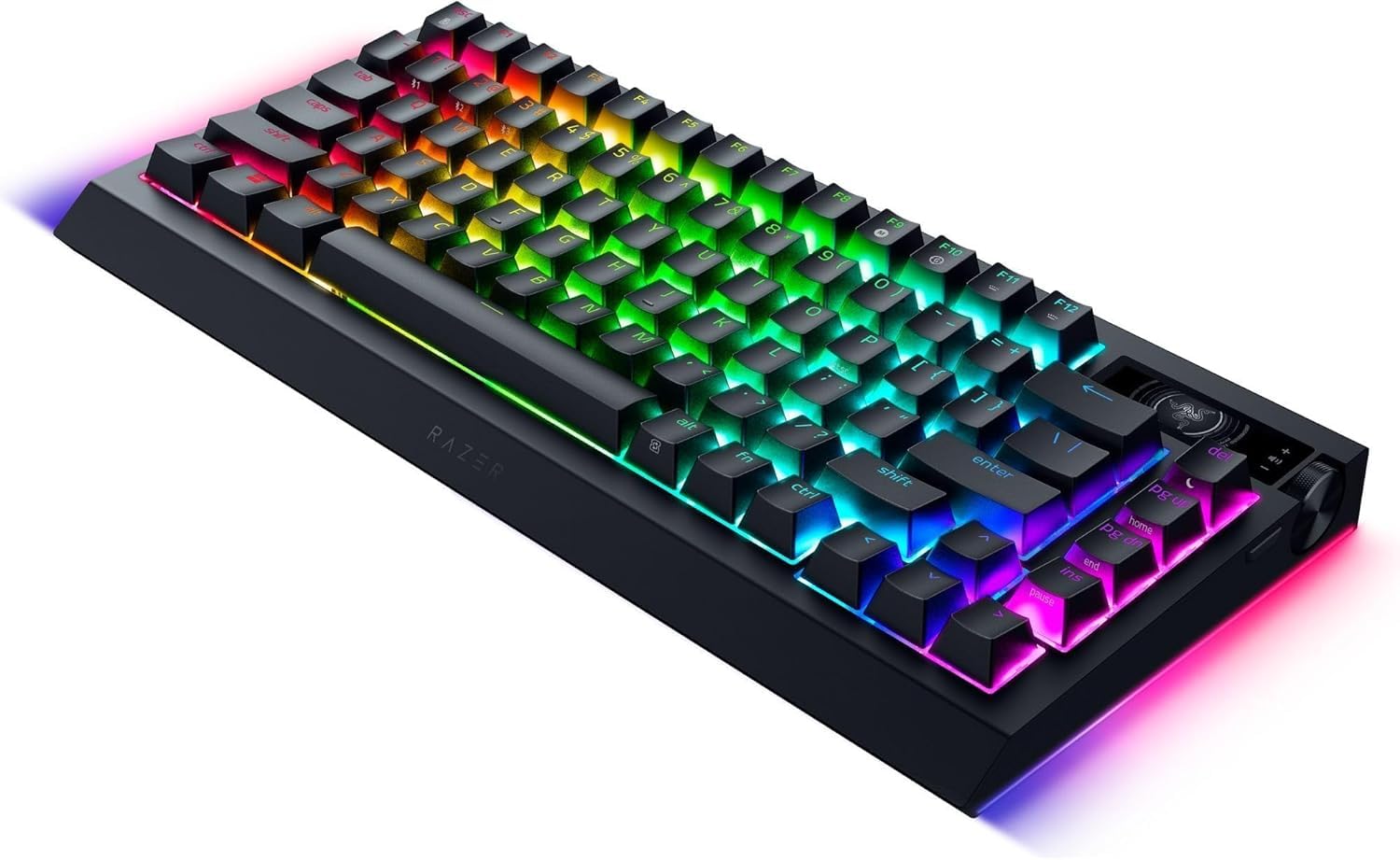 Razer BlackWidow V4 Pro 75% - Teclado de Juego inalámbrico Intercambiable en Caliente - Pantalla OLED (dial de comandos, 4K Hz y conectividad Bluetooth, reposamanos magnético) Diseño US | Negro