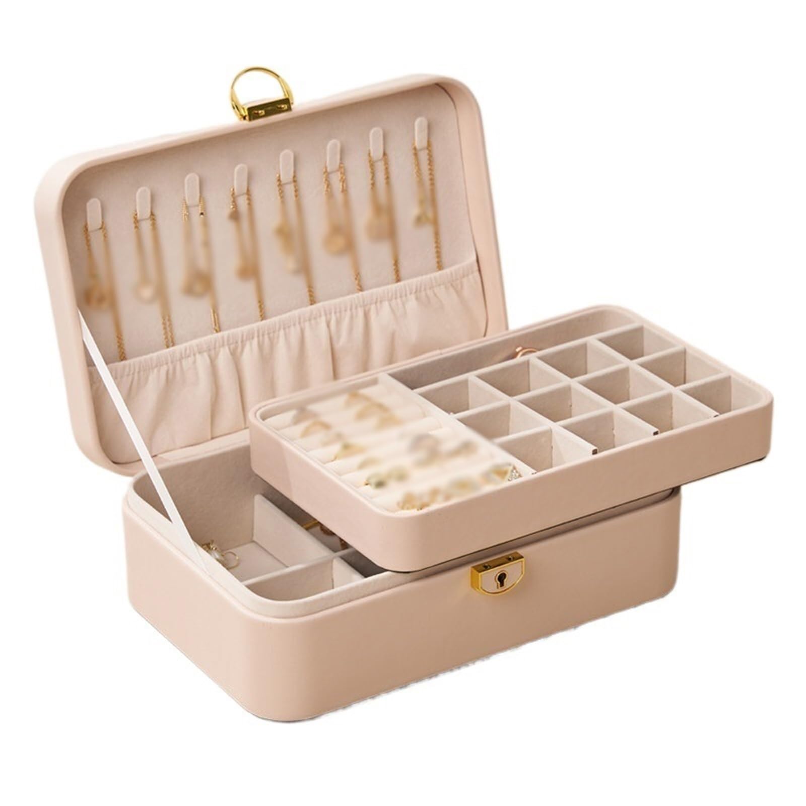 Shihan-2015 Jewelry Organizer Large Capacity Leather Jewelry Storage Box Multi-layered Case For Ring Necklace Earring Bracelet Jewelry Storage Case(White)