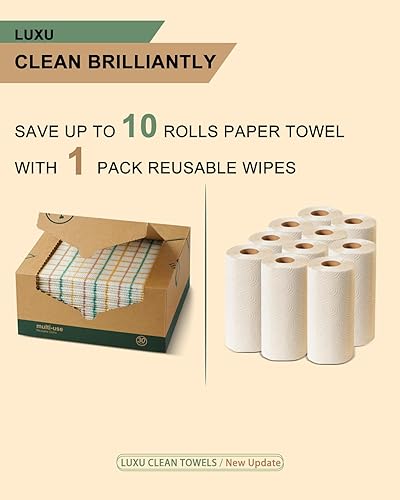 Miniatura 6 de LUXU Toallitas de limpieza reutilizables, paños reutilizables multiusos secos, 120 unidades, paños de limpieza reutilizables resistentes, toallas de