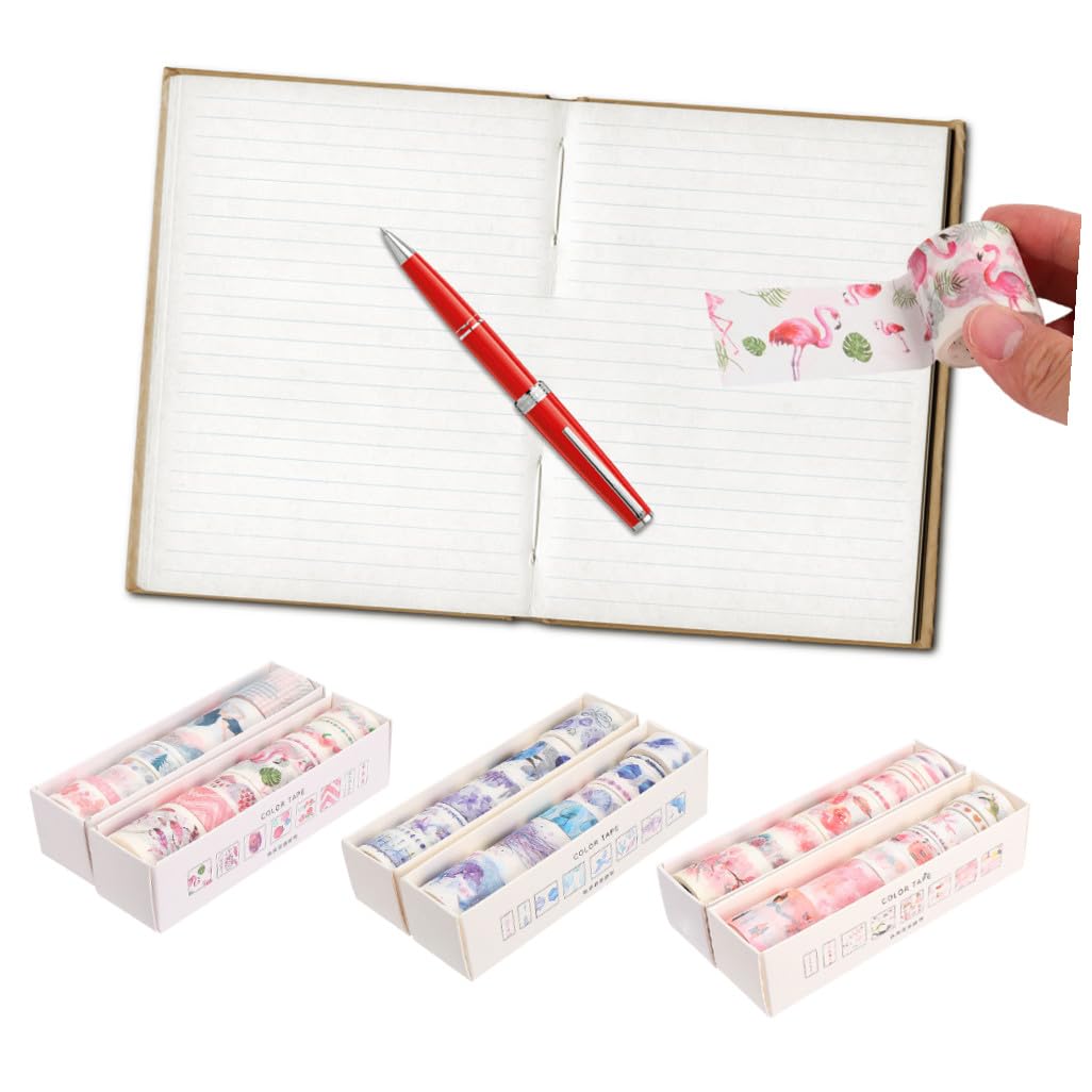NUOBESTY 48rotoli Nastro Adesivo Carta Wasabi Per Scrapbooking e Decorazioni Di Adesivi Colorati Per Notebook e Diari Per Fai Da Te e Regali Creativi