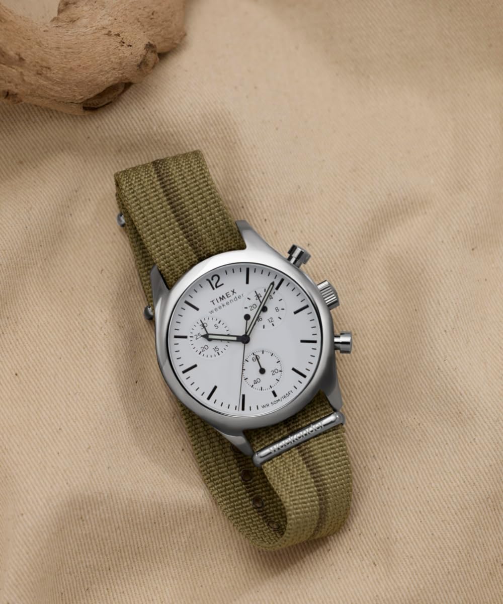 Timex Men's Weekender New England Chronograph 40mm Eco-Conscious Fabric Strap Watch