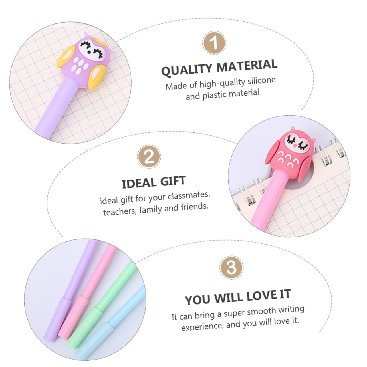 Operitacx 36pièces Stylos Gel Cartoon Créatifs De Stylos à Encre Gel Owl Pour Écriture Et Dessin Fournitures Scolaires Et Bureau Kawaii