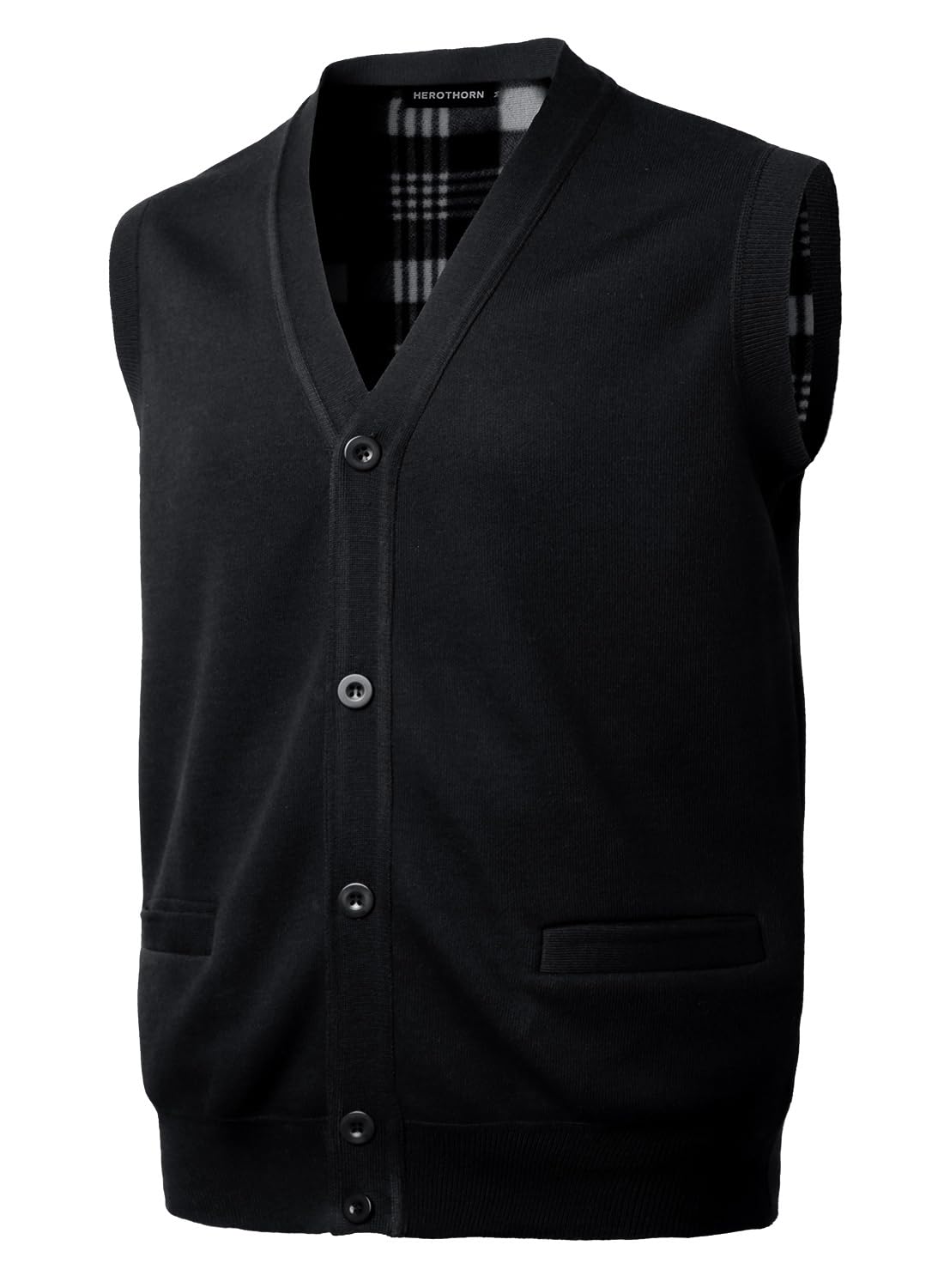 Herothorn Herren Pullunder Weste Ärmellose Strickweste Slim