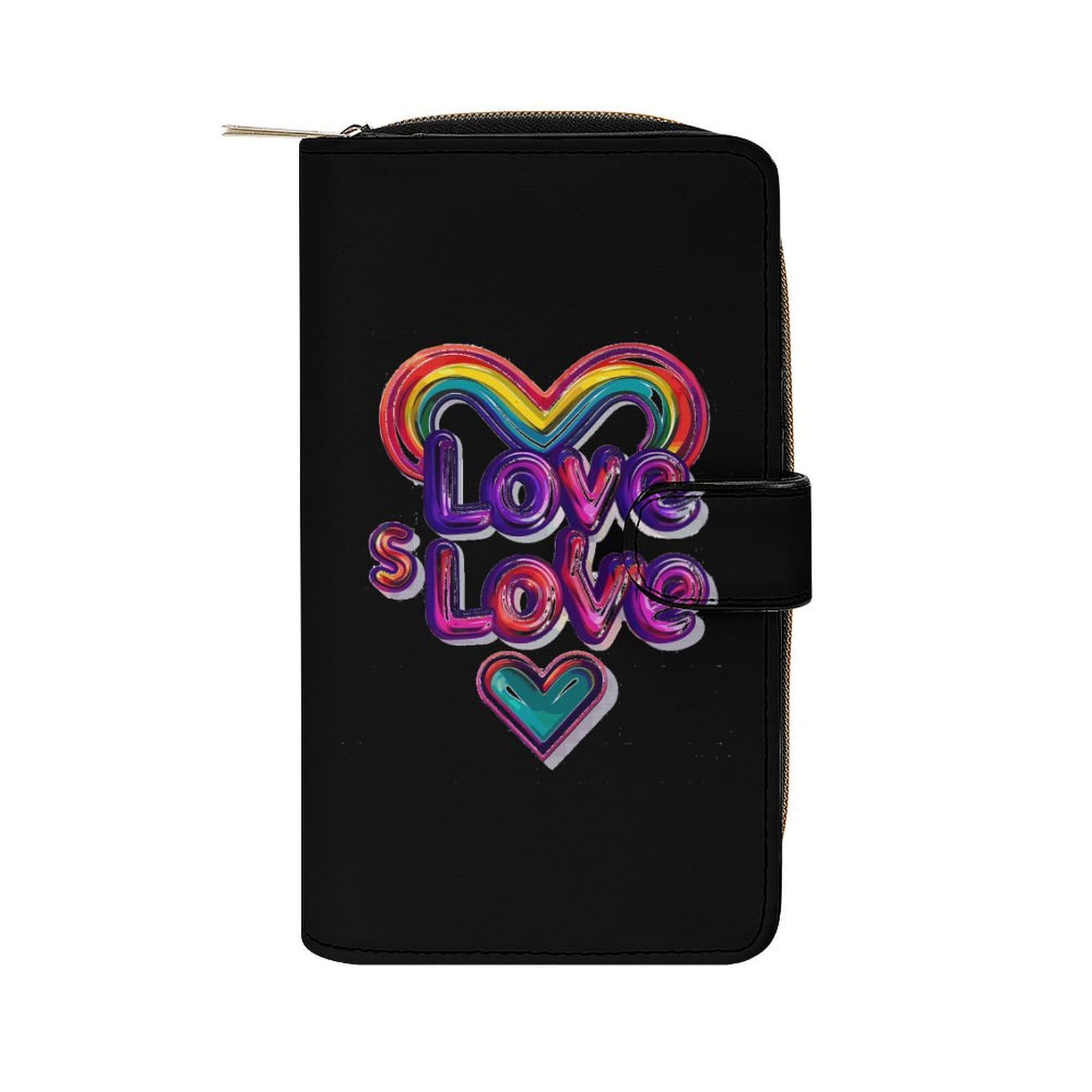 Love Is Love Gay Prideful Leather Long Pouch Wallet for Men And Women Large Capacity Clutch Cash Wallet with Zippered