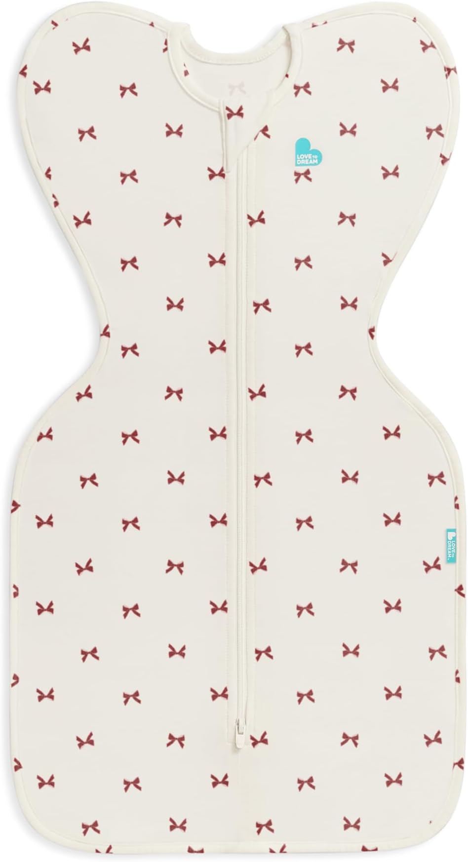 Love To Dream Swaddle UP, Baby Sleep Sack, Twin Zipper for Easy Diaper Changes, Arms UP Position, Hip-Healthy, Lightweight & Breathable, Moderates Temperatures 20โ24ยฐC, Cream Bows, Medium (3-6 Months)