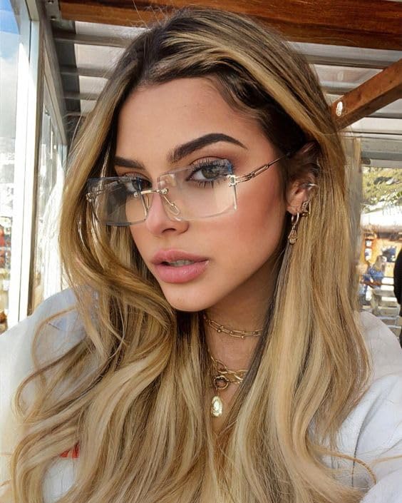 Rectangle Sunglasses for Women Men Rimless Square Shades Rave Glasses gafas de sol hombre2