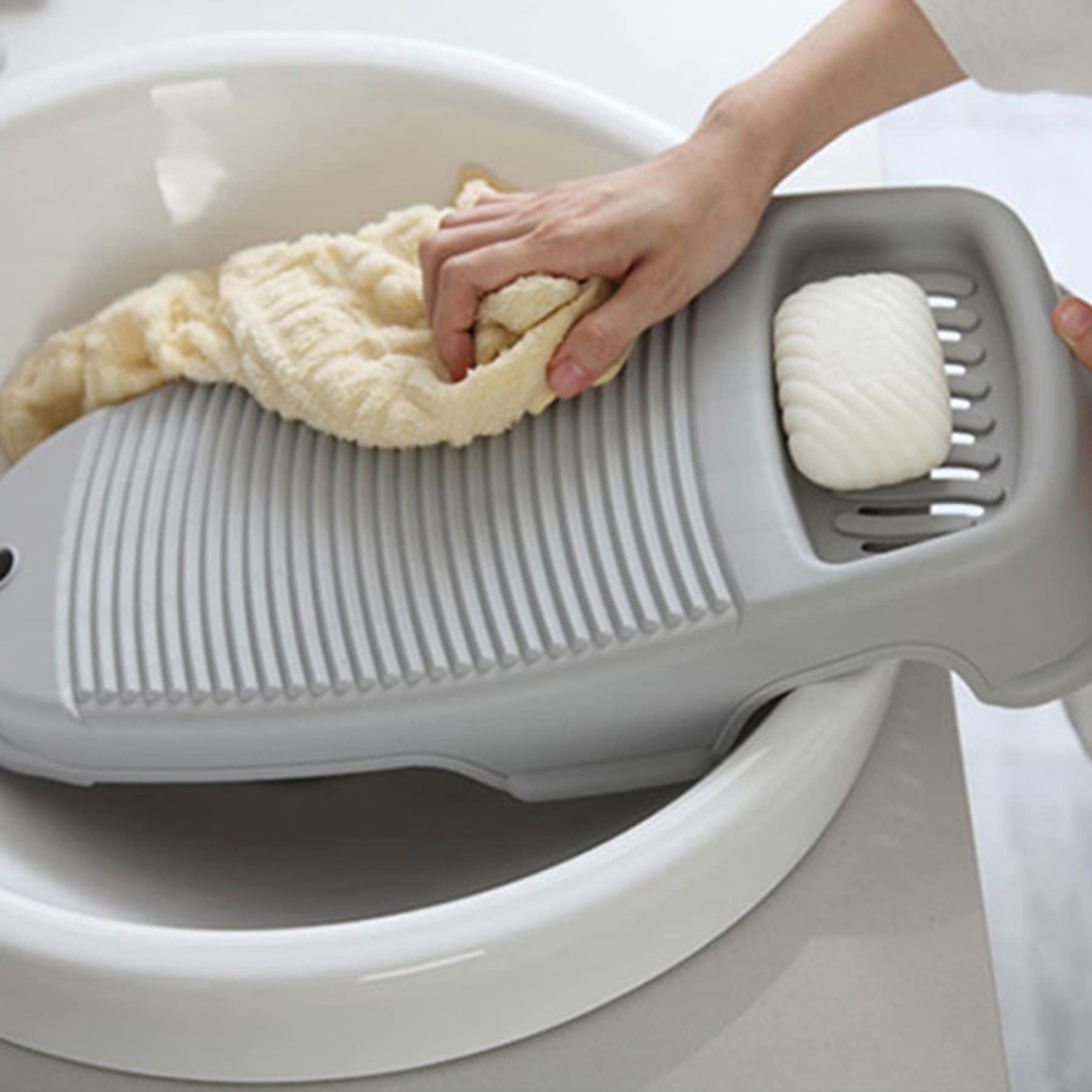 Tabla de lavar, tabla de lavar, tabla de lavar a mano, tabla de lavar de plástico antideslizante para ropa, tabla de fregar con soporte para jabón para lavandería, herramienta de lavado de manos, tabl