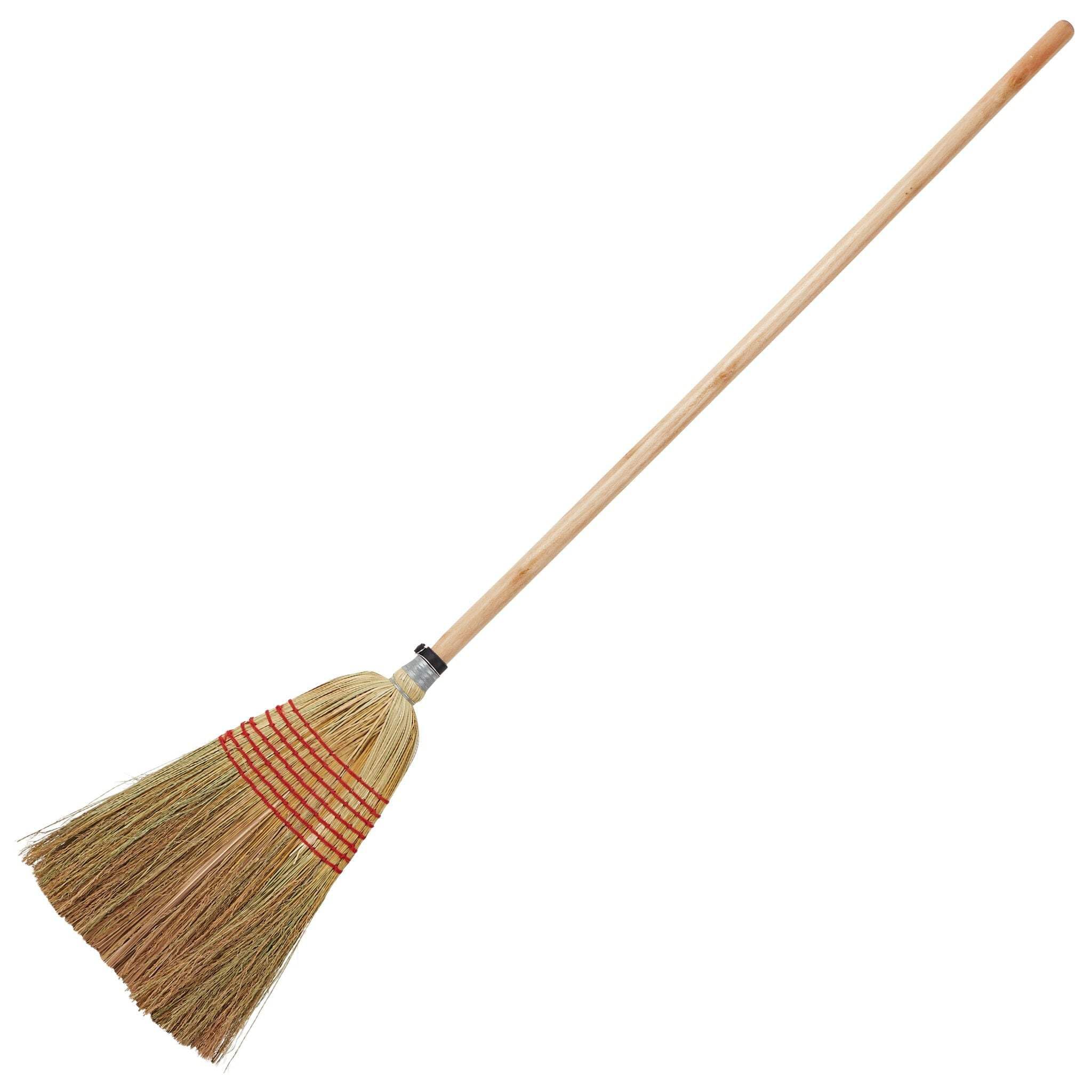 Red Gorilla Traditional Corn Broom with Natural Straw Bristles Outdoor or Indoor Sweeping Brush for Yard Stable Garden Wooden Handle 1.5m long (Large Head 30cm x 52cm)