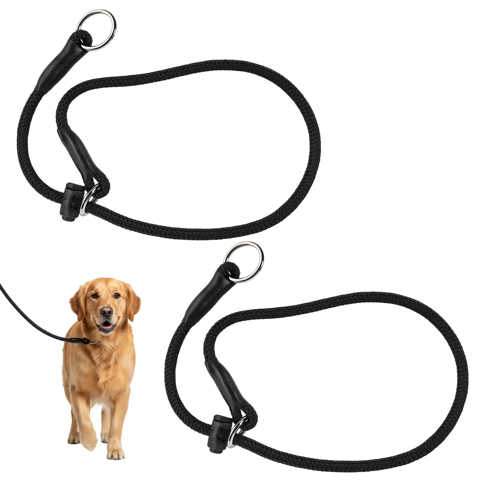 2 Pcs Dog Slip Collar, Premium Nylon Rope Training Collar for Dogs - No Pull P-Collar Design for Small to Medium Dogs, Adjustable Dog Training Collar, 50 cm Long