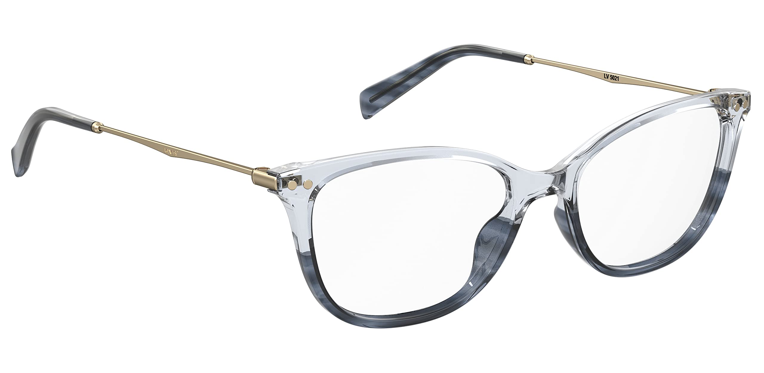 Levi's Women's LV 5021 Cat Eye Prescription Eyewear Frames, Blue Horn/Demo Lens, 51 mm, 16mm