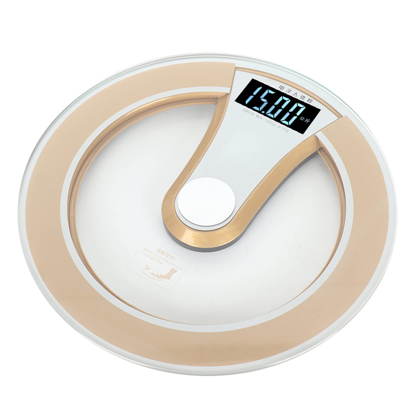 Pongnas Báscula Eléctrica Redonda Inteligente Digital con Pantalla LCD para el Cuerpo, Báscula de Alta Precisión para Gimnasio en Casa, Baño, Vidrio Templado, Dorado, Negro, 330x330x33mm (GOLD)