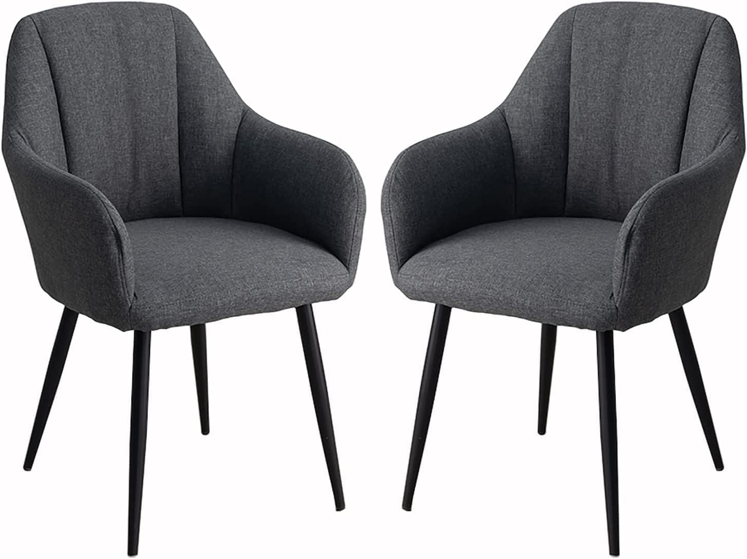 Chaise de salle à manger lot de 2 en coton lin et métal F
