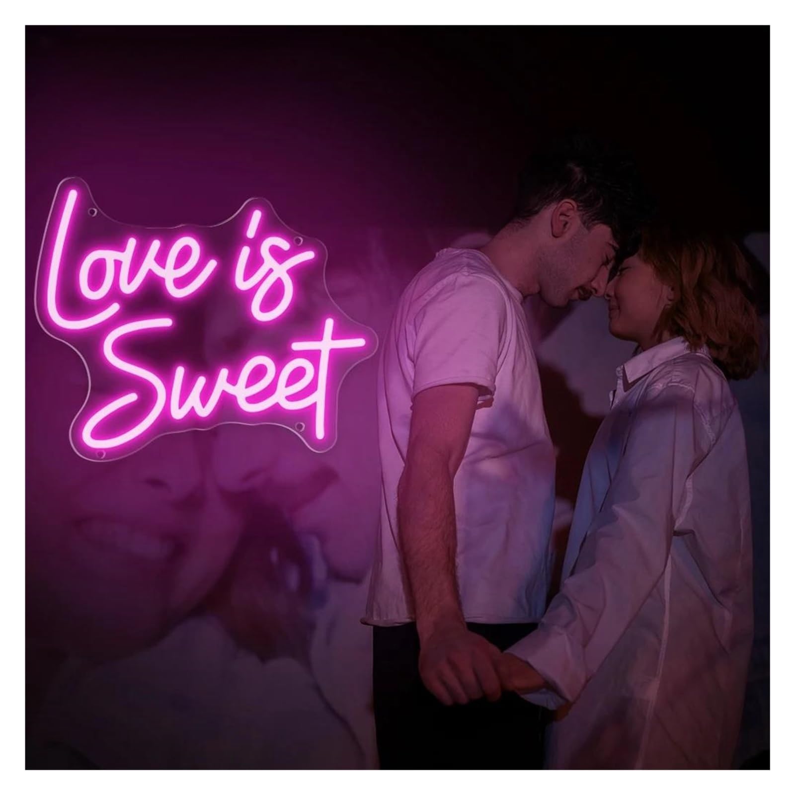 Luz de Diseño de Digital Letrero Con Letras De Luces De Neón Love Is Sweet, Decoración De Pared De Tienda De Postres Regulable Alimentada Por USB, Neón De 24,8cmx30cm