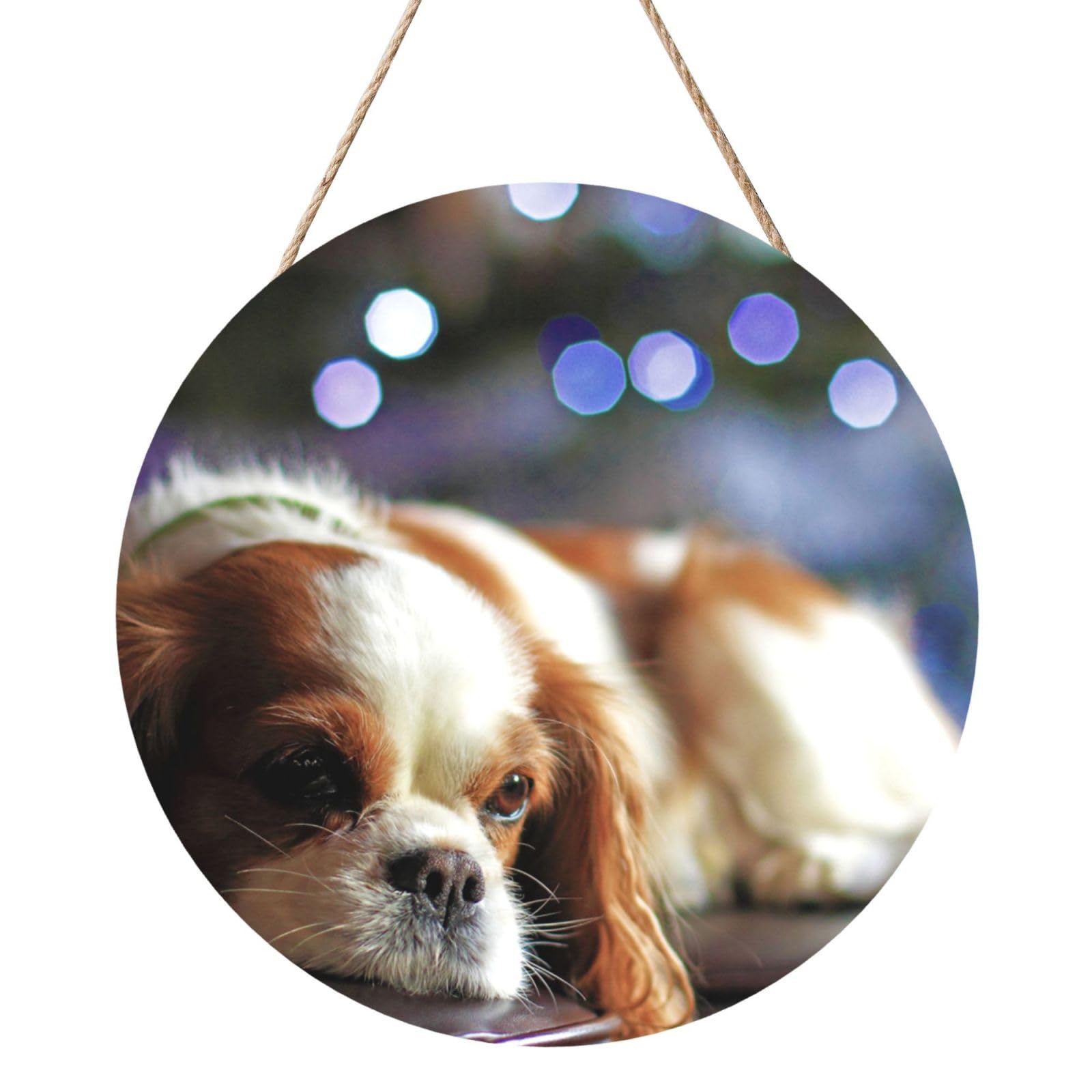 InOmak Cavalier King Charles Spaniel Small Spaniel, Round Wood Panel Painting 12 in, Wall Hanging Painting For Home