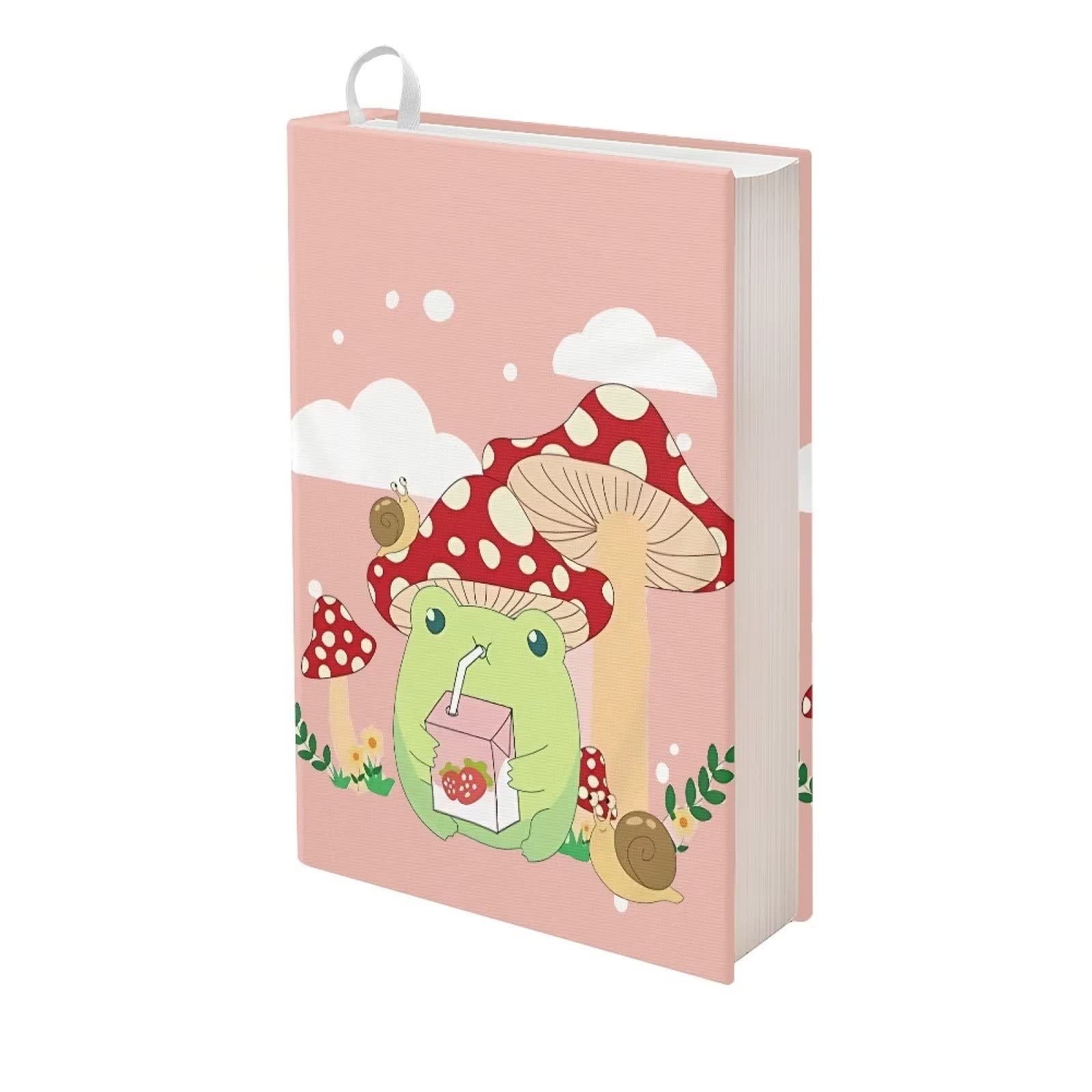 Mushroom Frog Book Covers 1 Pack, 9"x11" Stretchable Book Sox Suitable for Most Hardcover Books, Up to 9”X11” Durable and Washable, Reusable Protective Cover for Textbooks