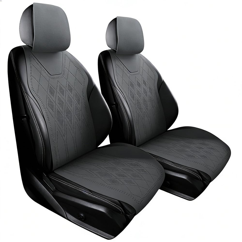 ALDLDA Car Seat Covers for Volvo XC90 2002-2025 P2/SPA, Faux Suede Upholstery Guard, Breathable Soft Automotive Cushions, Non-Slip Interior Accessories,Frontrow-Grey