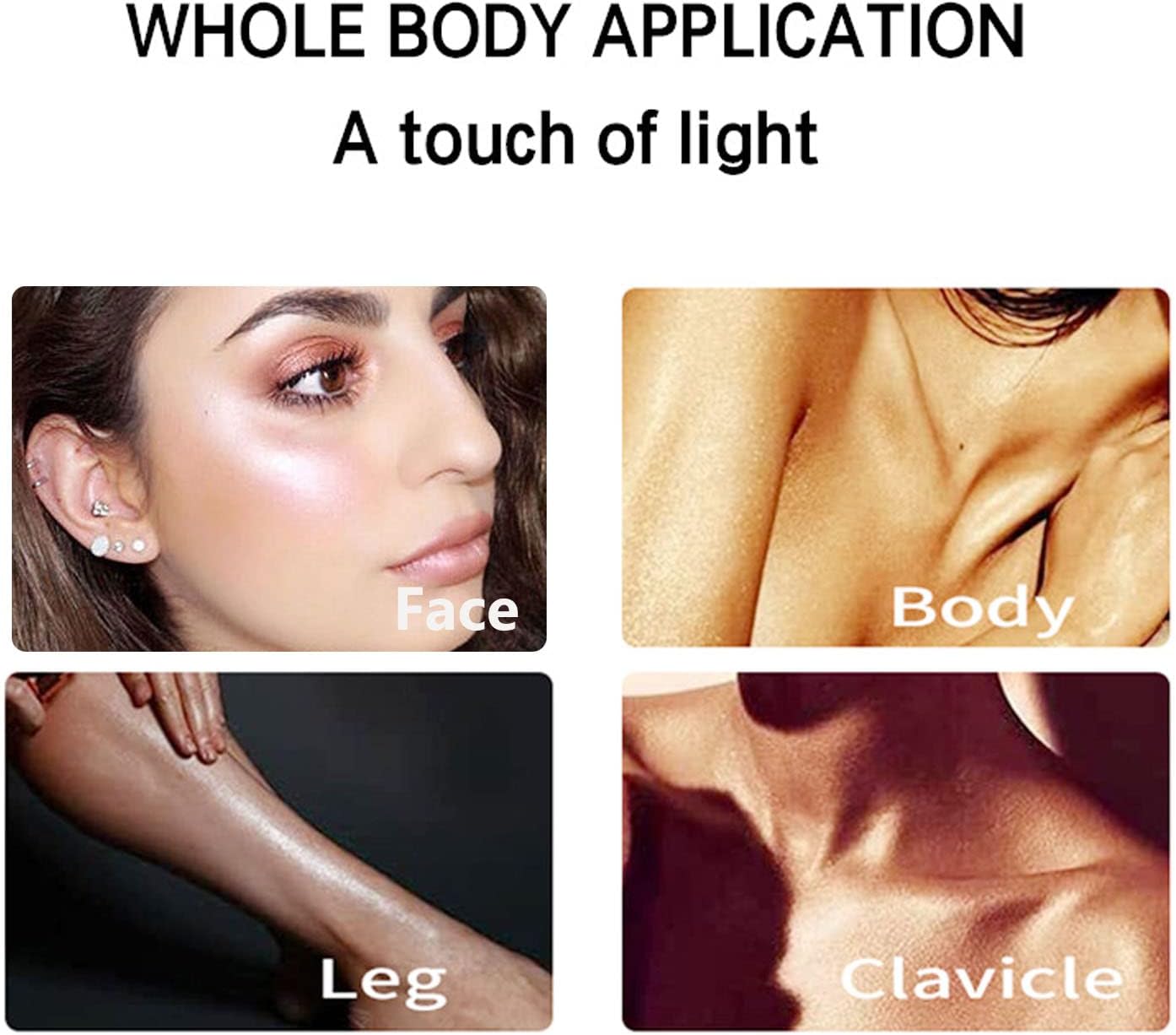 Face & Body Shimmer Highlighter Palette, Shimmer Cheek Highlight Highliterers Makeup Palette Glitter Powder, Glow Face Highlighters & Luminizer (Pearl White)