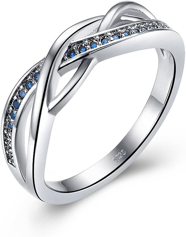 Solid 925 Sterling Silver Ring for Women Celtic Jewelry with Blue Sapphire Birth Stone