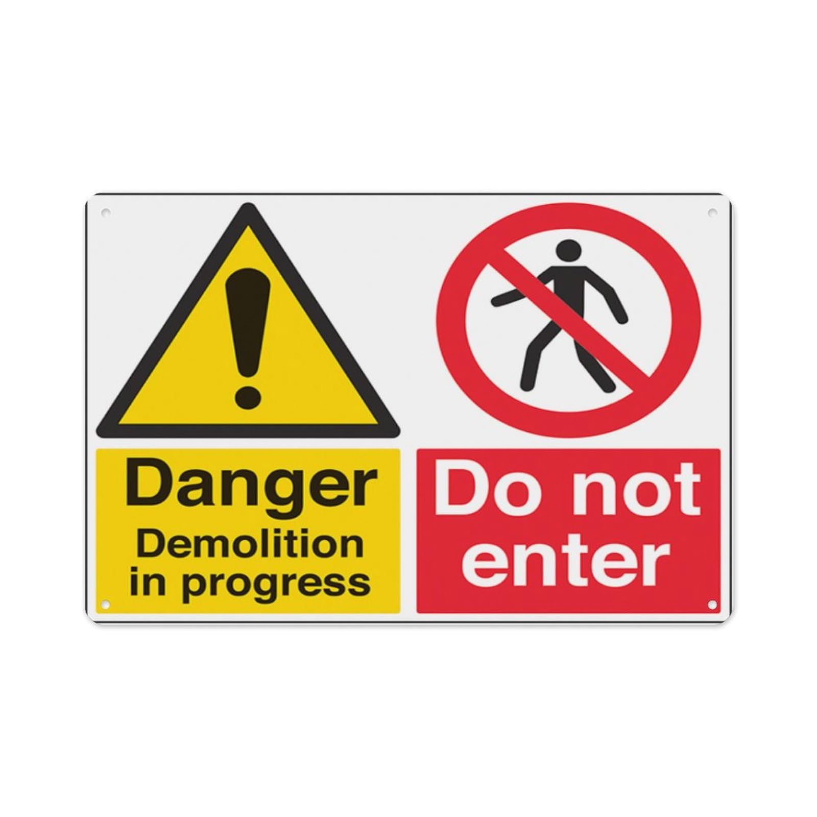 peiyeety Danger Demolition DoEnter Aluminum Tin Warning Signs For Home Outdoor Garden 8X12 Inches