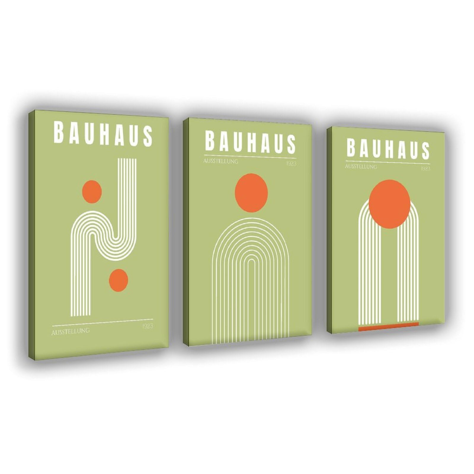 Set di 3 poster Bauhaus verde da parete, arte moderna di metà secolo, stampa artistica moderna con stampa Bauhaus, decorazione per soggiorno, casa e ufficio, 30 x 45 cm